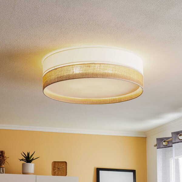 TK Lighting Linobianco mennyezeti világítás, Ø 60 cm, dimmelhető, Barna / rozsda, Nappali / Étkező, Textil / szövet / selyem, Modern