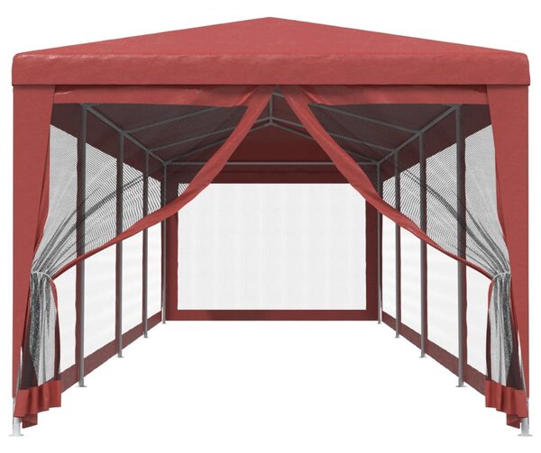 Piros HDPE rendezvénysátor 10 hálós oldalfallal 3x12 m