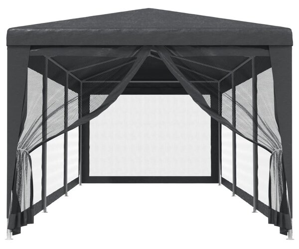 Antracit HDPE rendezvénysátor 8 hálós oldalfallal 3x9 m