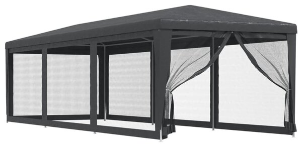 Antracit HDPE rendezvénysátor 8 hálós oldalfallal 3x9 m