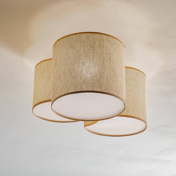 TK Lighting Mona Nature mennyezeti világítás, 3 izzós, természetes vászon, dimmelhető, Nappali / Étkező, Textil / szövet / selyem, Modern