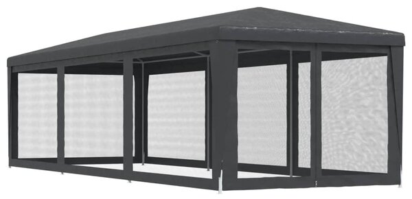 Antracit HDPE rendezvénysátor 8 hálós oldalfallal 3x9 m