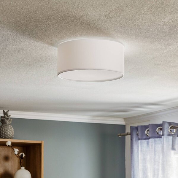 TK Lighting Rondo mennyezeti világítás, fehér, Ø 30 cm, dimmelhető, Fehér / opál, Hálószoba, Textil / szövet / selyem, Modern