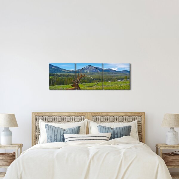 Kép - Szarvas a réten (órával) (90x30 cm)