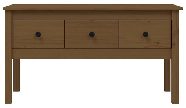 Mézbarna tömör fenyőfa dohányzóasztal 102 x 49 x 55 cm