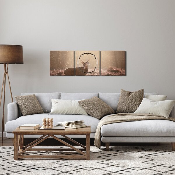 Kép - Szarvas az erdőben (órával) (90x30 cm)