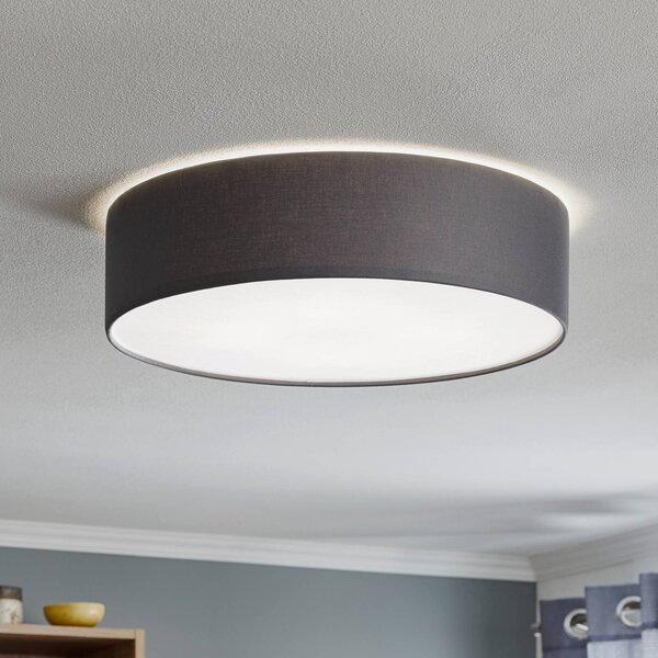 TK Lighting Rondo mennyezeti lámpa, szürke, Ø 50 cm, dimmelhető, Alu / szürke / cink, Hálószoba, Textil / szövet / selyem, Modern