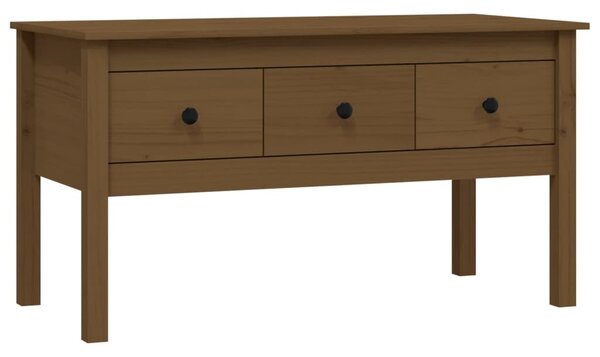 Mézbarna tömör fenyőfa dohányzóasztal 102 x 49 x 55 cm