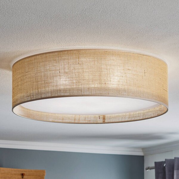 TK Lighting Juta mennyezeti világítás, Ø 60 cm, dimmelhető, Barna / rozsda, Nappali / Étkező, Textil / szövet / selyem
