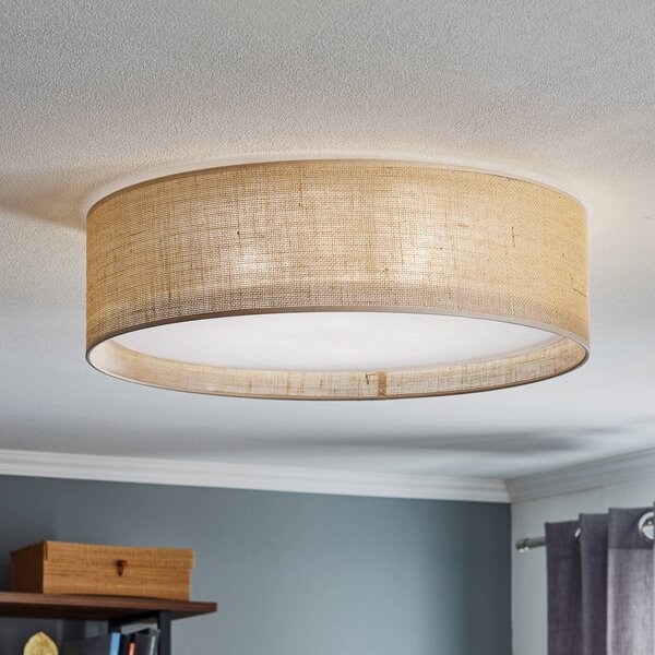 TK Lighting Juta mennyezeti világítás, Ø 60 cm, dimmelhető, Barna / rozsda, Nappali / Étkező, Textil / szövet / selyem