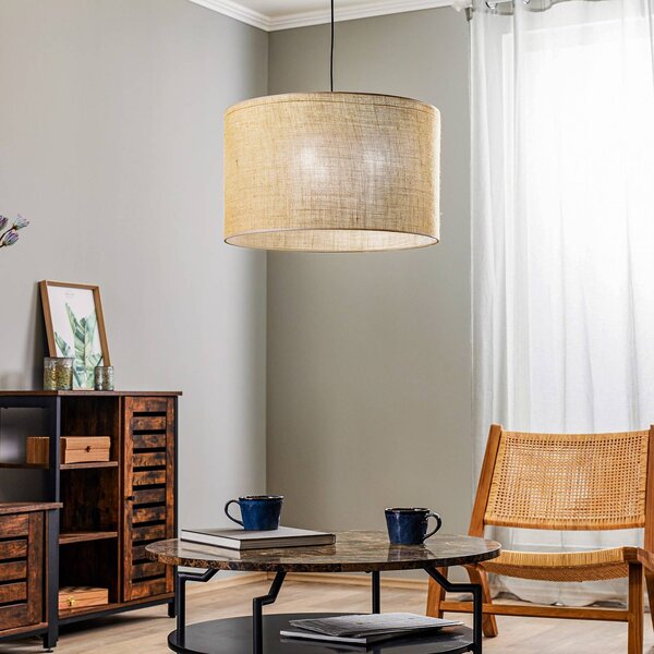 TK Lighting Juta lógó világítás, 1 izzó Ø 50 cm, dimmelhető, Barna / rozsda, Nappali / Étkező, Textil / szövet / selyem