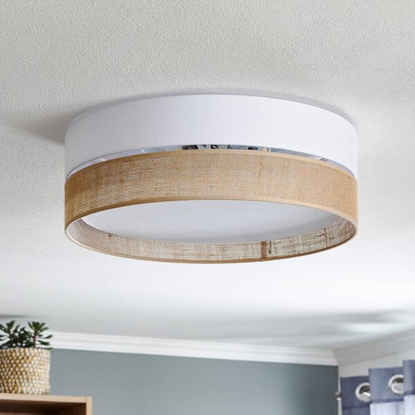 TK Lighting Linobianco mennyezeti világítás, Ø 45 cm, dimmelhető, Nappali / Étkező, Textil / szövet / selyem, Modern