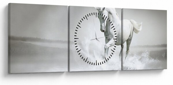 Kép - Fehér ló (órával) (90x30 cm)