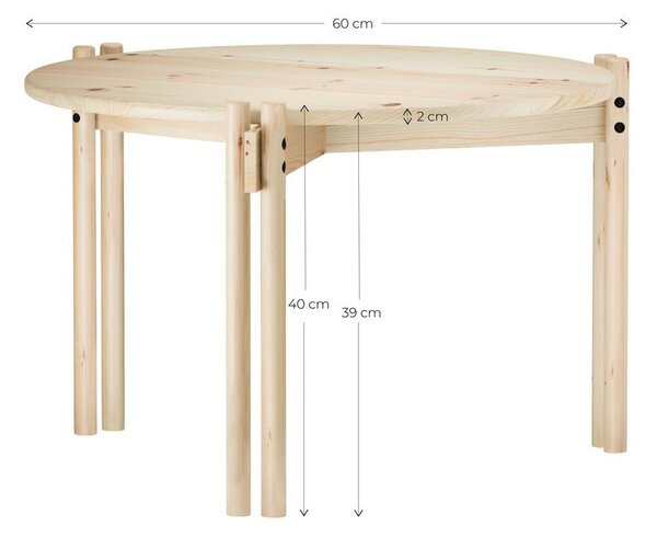 Piros borovi fenyő kerek dohányzóasztal ø 60 cm Sticks – Karup Design