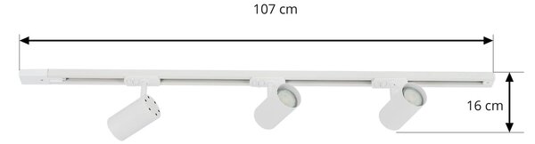Lindby 1-körös sínrendszer Linaro, GU10, 3-lámpás, fehér, dimmelhető, Fehér / opál, Folyosó, Alumínium, Modern