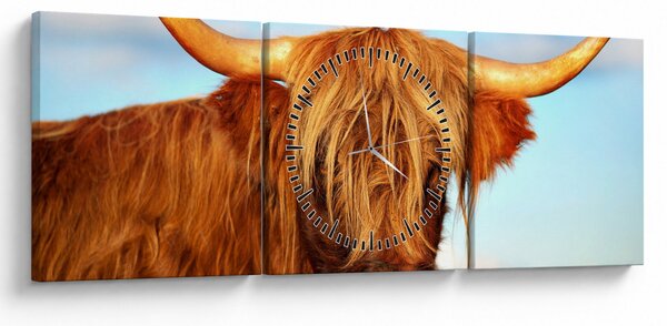 Kép - Skót tehén (órával) (90x30 cm)
