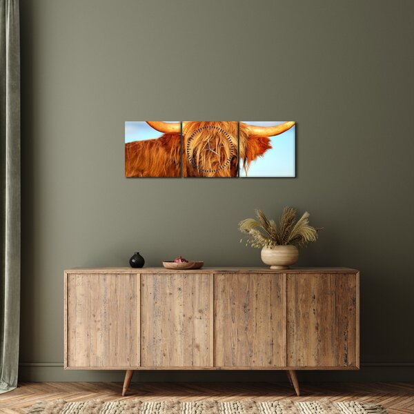 Kép - Skót tehén (órával) (90x30 cm)