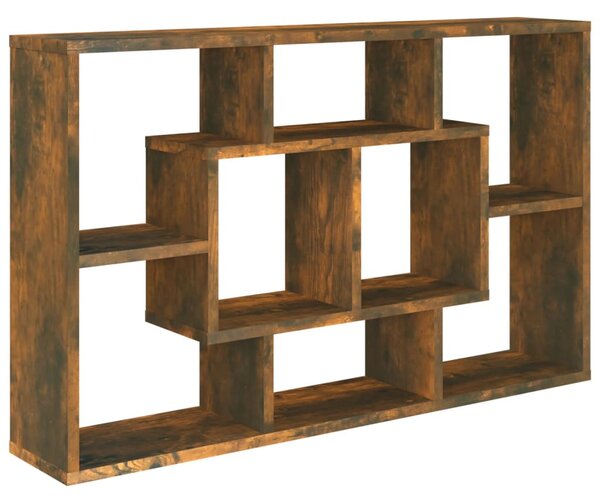 Füstös tölgy színű szerelt fa fali polc 85x16x52,5 cm