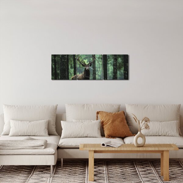 Kép - Szarvas egy mély erdőben (órával) (90x30 cm)