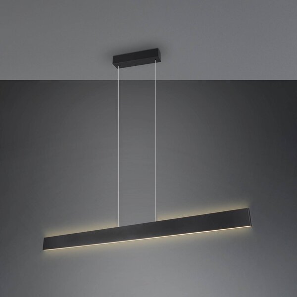 Trio Lighting Galway LED függőlámpa, matt fekete, fel/le, CCT, fém, dimmelhető, Fekete, Nappali / Étkező, fém, Modern