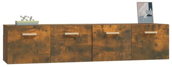 2 db füstös tölgy színű szerelt fa faliszekrény 80x35x36,5 cm