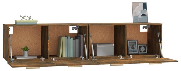 2 db füstös tölgy színű szerelt fa faliszekrény 80x35x36,5 cm