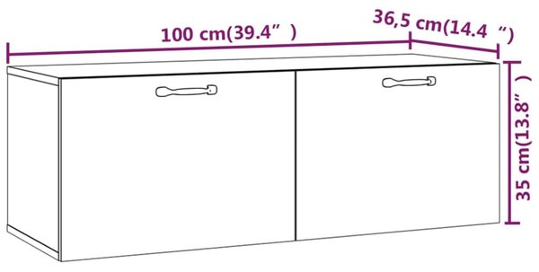 Fehér szerelt fa faliszekrény 100 x 36,5 x 35 cm