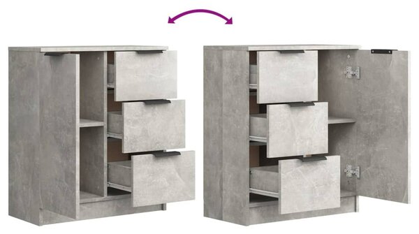 2 db betonszürke szerelt fa tálalóasztal 60 x 30 x 70 cm