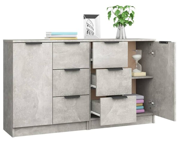 2 db betonszürke szerelt fa tálalóasztal 60 x 30 x 70 cm
