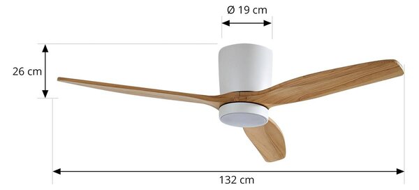 Lucande LED mennyezeti ventilátor Faipari, fehér, DC, csendes, 132cm, Fehér / opál, Nappali / Étkező, fém, Modern