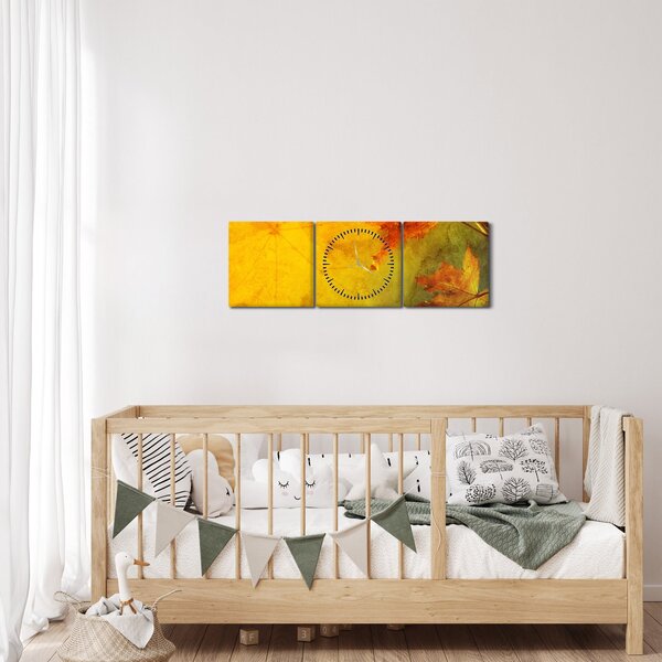Kép - Őszi levelek (órával) (90x30 cm)