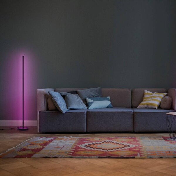 OSRAM SMART+ WiFi LED álló lámpa ROUND fekete 140 cm RGB CCT, dimmelhető, Fekete, Nappali / Étkező, Alumínium, Modern