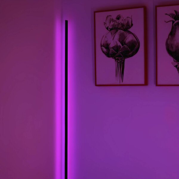 OSRAM SMART+ WiFi LED álló lámpa ROUND fekete 140 cm RGB CCT, dimmelhető, Fekete, Nappali / Étkező, Alumínium, Modern