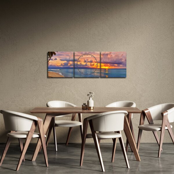 Kép - Naplemente a tengerparton (órával) (90x30 cm)