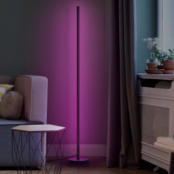 OSRAM SMART+ WiFi LED álló lámpa ROUND fekete 140 cm RGB CCT, dimmelhető, Fekete, Nappali / Étkező, Alumínium, Modern