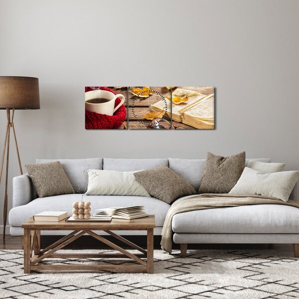 Kép - Őszi csésze tea (órával) (90x30 cm)