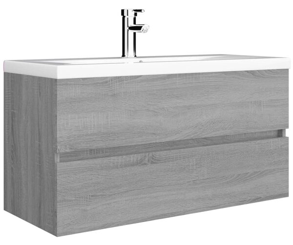Szürke sonoma színű szerelt fa éjjeliszekrény 90x38,5x45 cm