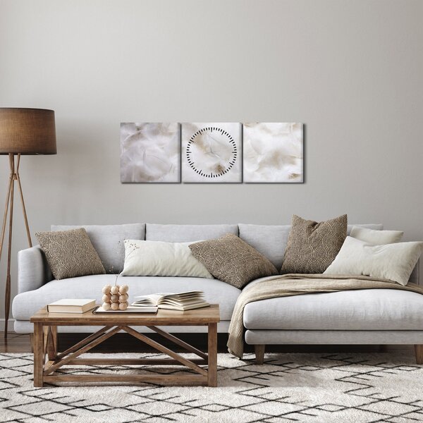 Kép - Fehér tollak (órával) (90x30 cm)