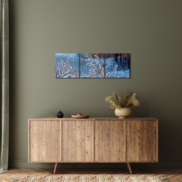 Kép - Téli rét (órával) (90x30 cm)