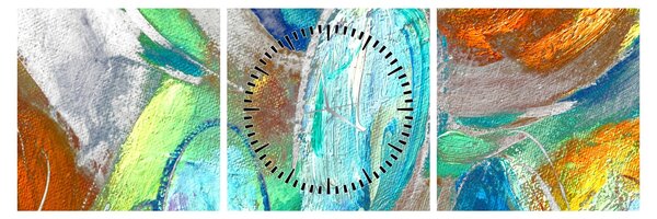 Kép - Színes absztrakció (órával) (90x30 cm)