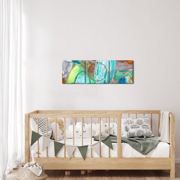 Kép - Színes absztrakció (órával) (90x30 cm)