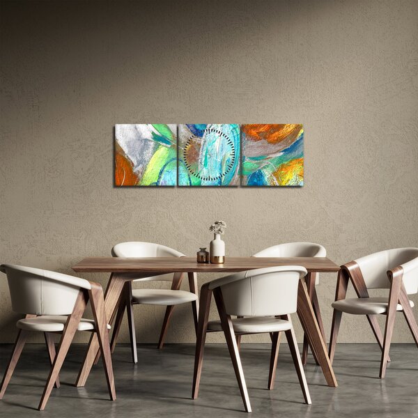 Kép - Színes absztrakció (órával) (90x30 cm)