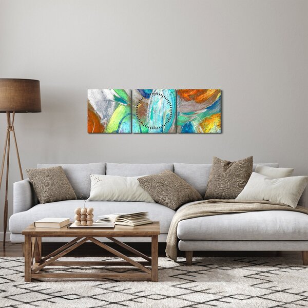 Kép - Színes absztrakció (órával) (90x30 cm)