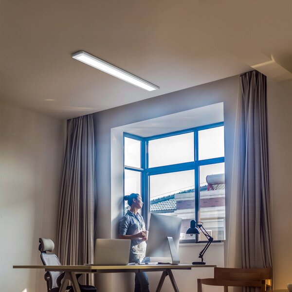 OSRAM LED mennyezeti világítás OFFICE LINE, fehér, 122 cm, fém, Fehér / opál, Dolgozószoba / Iroda, Alumínium