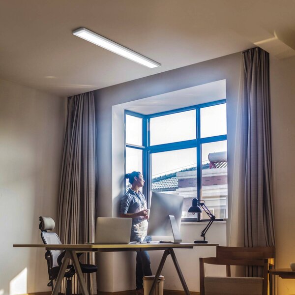 OSRAM LED mennyezeti világítás OFFICE LINE, fehér, 122 cm, fém, Fehér / opál, Dolgozószoba / Iroda, Alumínium