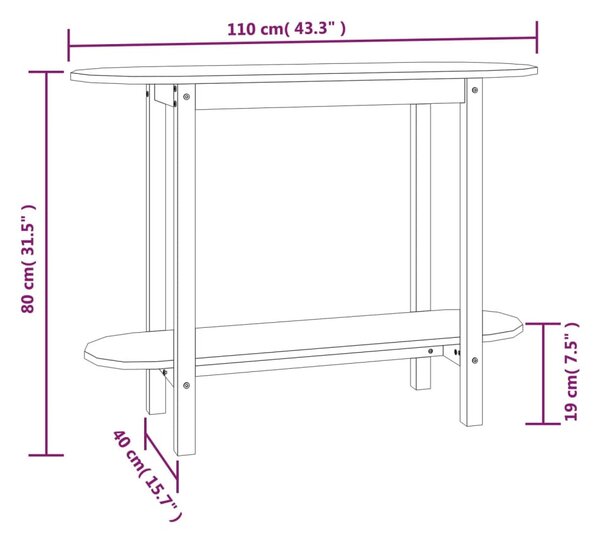 Fehér tömör fenyőfa tálalóasztal 110 x 40 x 80 cm