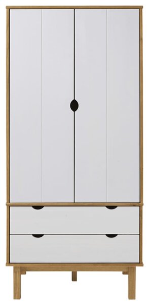 OTTA barna és fehér tömör fenyőfa gardrób 76,5 x 53 x 172 cm