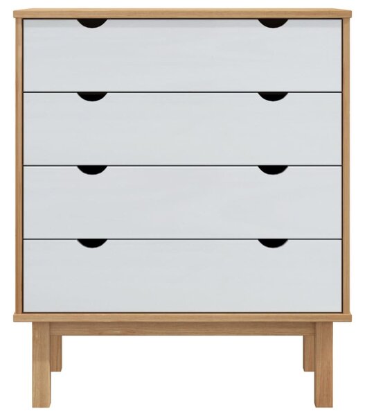 OTTA barna-fehér tömör fenyőfa fiókos szekrény 76,5x39,5x90 cm