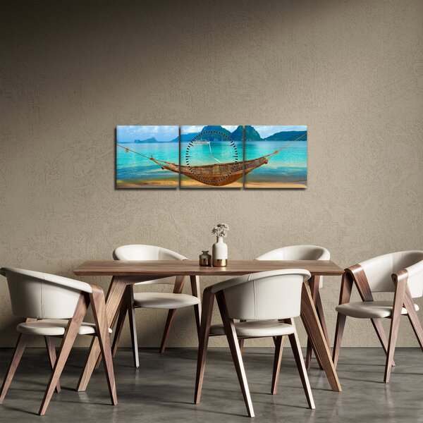Kép egy függőágyról a tengerparton 3 (órával) (90x30 cm)