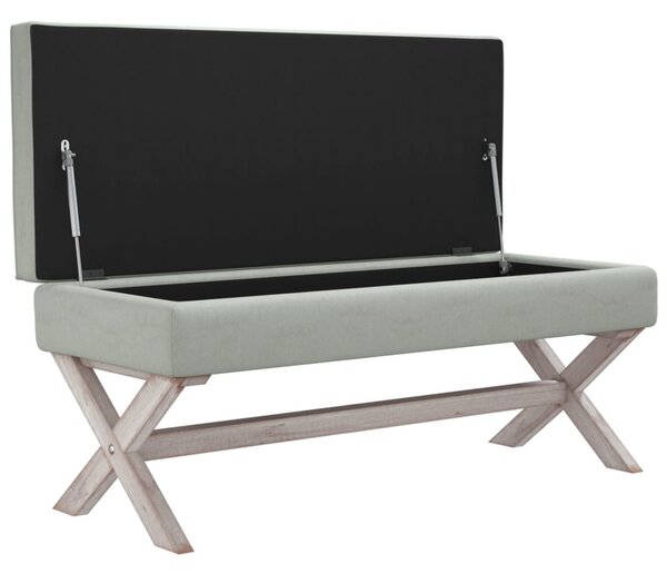 Világosszürke bársony tárolóülőke 110 x 45 x 49 cm